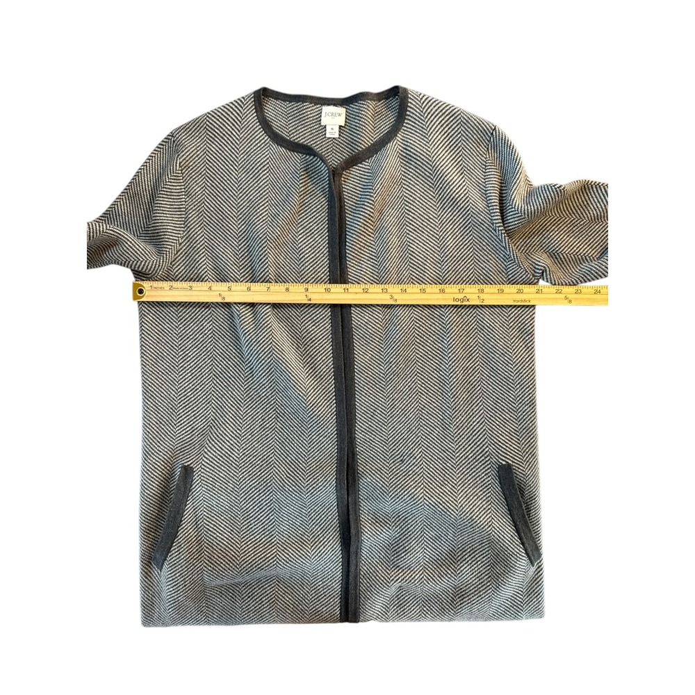 J.Crew Herringbone Coatigan Long Cardigan Jacket Charcoal Gray S - Picture 5 of 8